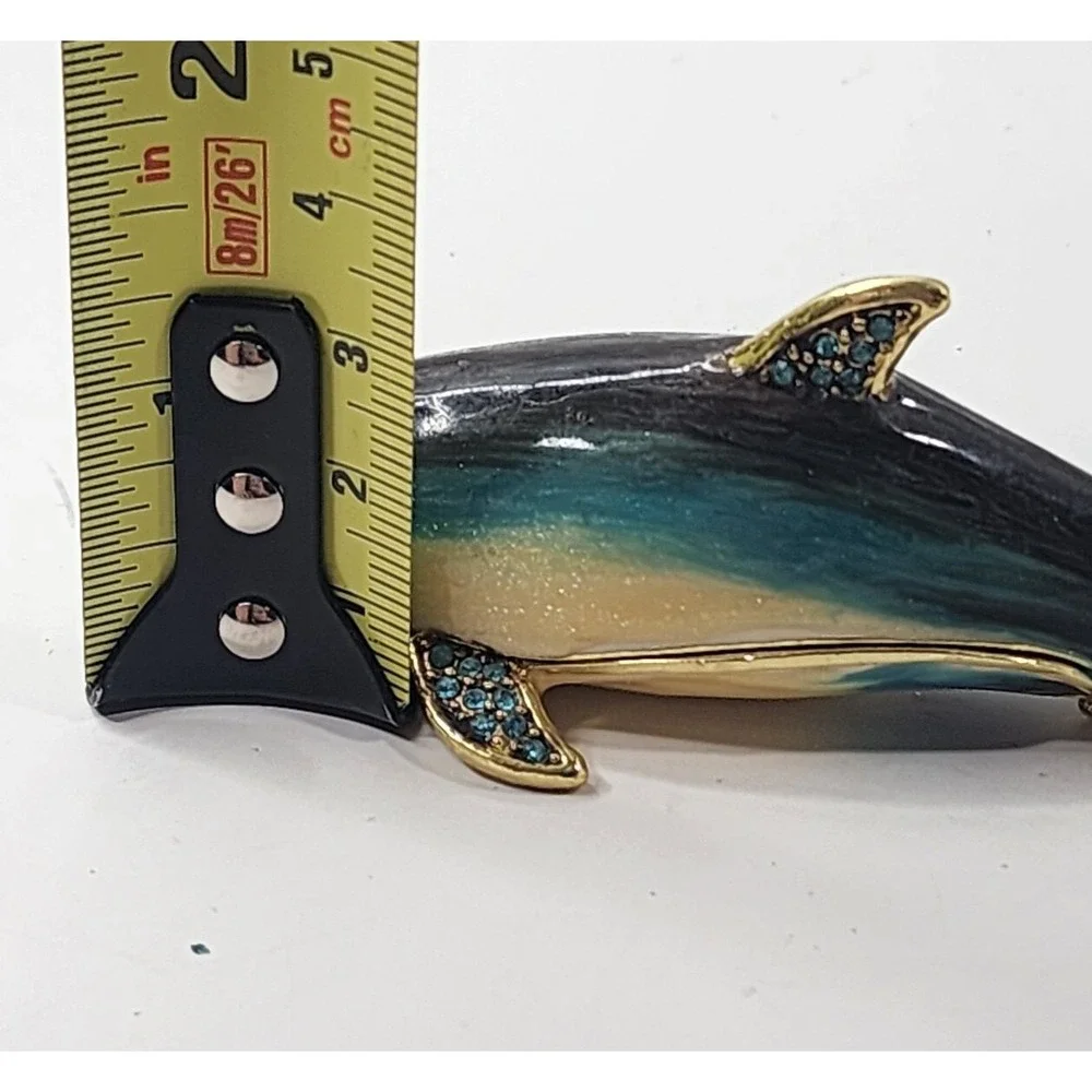 Art Form Objet d' Work of Art Dolphins PEDESTAL Jeweled Enamel Metal Trinket Box